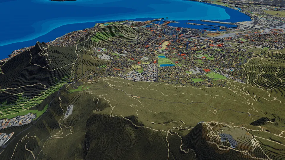 Cape Town: mountain and city, captured in Voxel Earth Engine
