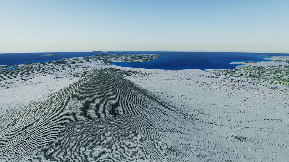 Mount Fuji and the surrounding landscape in Voxel Earth Engine