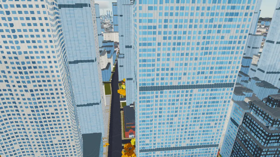 Manhattan: afternoon city shadows, captured in Voxel Earth Engine