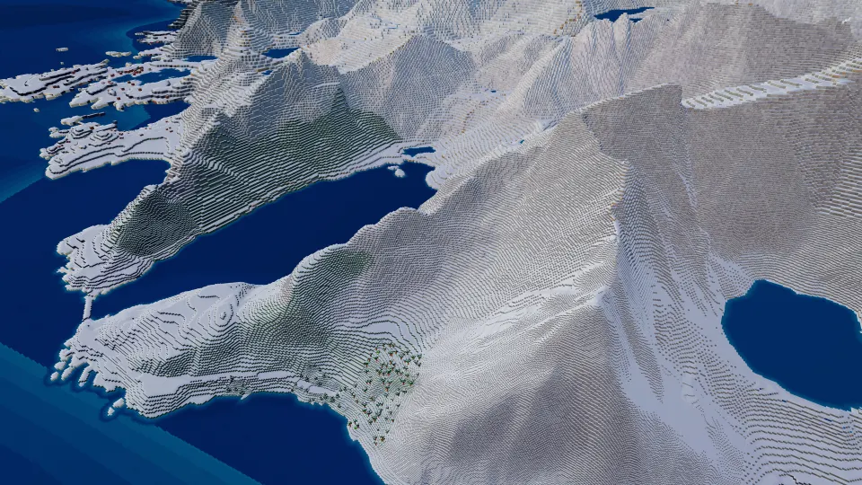 Reine: coast and mountains, captured in Voxel Earth Engine