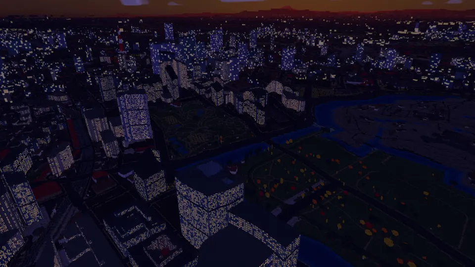 Tokyo: city at dusk, captured in Voxel Earth Engine