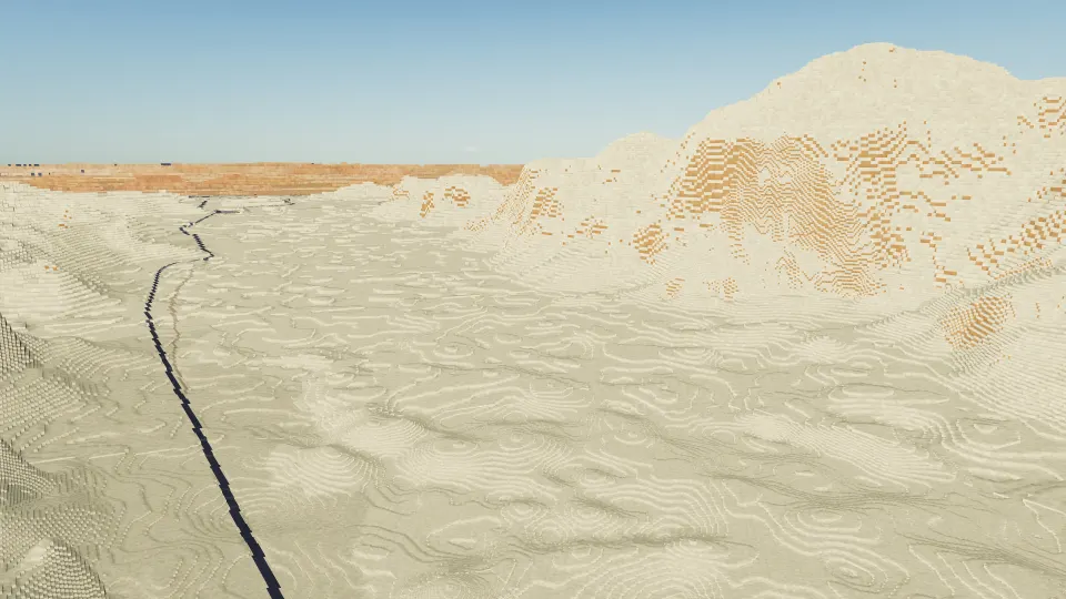 Wadi Rum: desert cliffs, captured in Voxel Earth Engine