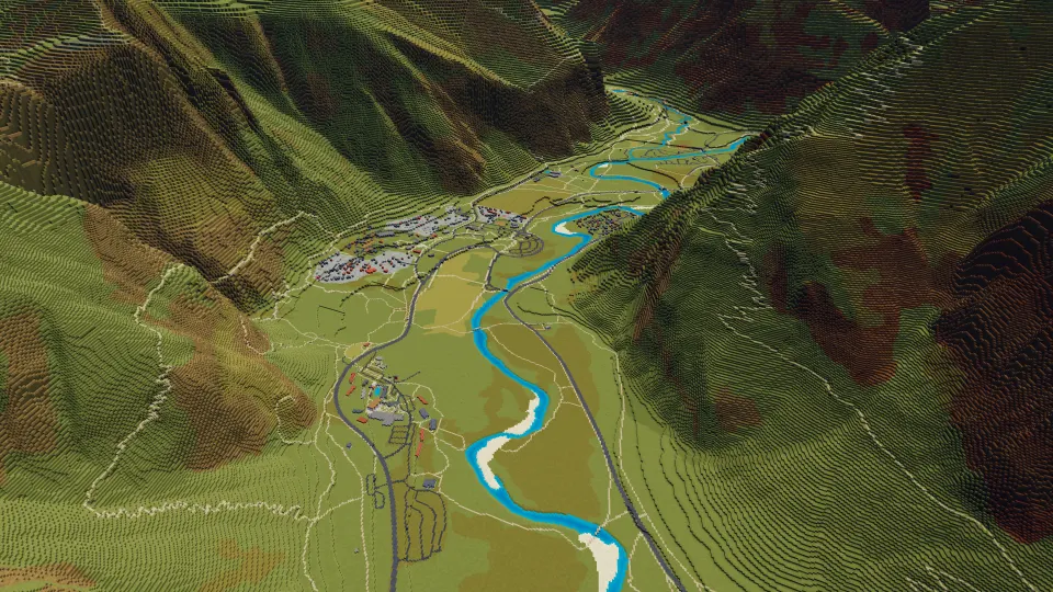 Yosemite Valley: valley view, captured in Voxel Earth Engine